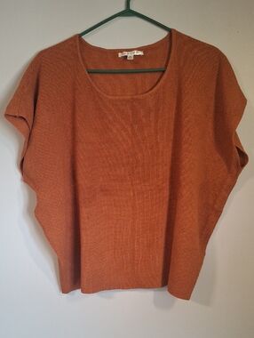 CYRUS Rayon Blend Knit Top Rust Orange Terracotta Crewneck Sweater XL